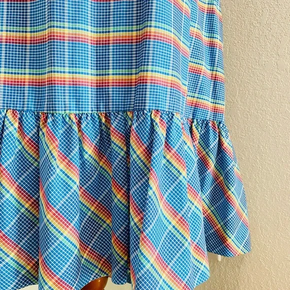 Plaid Ruffle Hem Skirt - Blue and Red - Picture 3 of 12